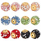 PandaHall Elite 12Pcs 6 Colors Glass Rhinestone Clay Pave Beads, with Golden Brass Finding, Round, Mixed Color, 17mm, Hole: 1mm, 2pcs/color