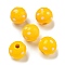 Printed Wood European Beads, Round with Dot Pattern, Gold, 15.5~16mm, Hole: 4~4.5mm