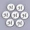 Natural Freshwater Shell Charms, Flat Round with Hollow Out Letter, Letter.H, 14.5x1.5mm, Hole: 0.9mm