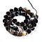 Natural Black Agate(Dyed & Heated) Beads Strands, with Seed Beads, Star Cut Round Beads, Faceted, 7.5~8x9~10x9~10mm, Hole: 1.2mm, about 37~38pcs/strand, 14.69''(37.3cm), Seed Beads: 2.5~3x2mm