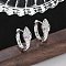 Brass Cubic Zirconia Hoop Earrings, Snake, Platinum, 13x4.5x11mm