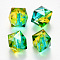 Two Tone Transparent Spray Painted Acrylic Beads, Polygon, Gold, 7.5x8x8mm, Hole: 1.8mm, about 1690pcs/500g