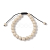 8mm Round Natural Fossil Braided Bead Bracelets BJEW-C067-01B-26-2