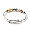 304 Stainless Steel Bicone Beaded Open Cuff Bangle BJEW-P283-51-3