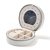 Round PU Imitation Leather Jewelry Storage Zipper Boxes PAAG-PW0003-07A-1