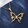 Hollow Butterfly 304 Stainless Steel Pendant Necklaces NJEW-M096-16G-5