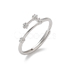 Constellations Rhodium Plated 925 Sterling Silver Micro Pave Clear Cubic Zirconia Adjustable Rings for Women RJEW-P130-01P-F-4