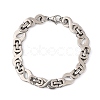 201 Stainless Steel Hollow Oval Byzantine Chain Bracelets BJEW-B078-145P-1-1
