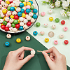 225Pcs 9 Styles Printed Wood European Beads WOOD-NB0002-60-3