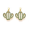 Brass Micro Pave Cubic Zirconia Pendants X-KK-N257-71G-1