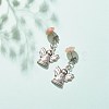 Natural Gemstone Half Round with Alloy Fairy Front Back Stud Earrings EJEW-JE04947-5