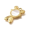 304 Stainless Steel Pave Natural White Shell Pendants STAS-C122-21F-02G-2