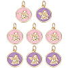 8Pcs 2 Colors Brass Enamel Pendants KK-BC0015-14-1