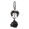 Wire Wrapped Chips Natural Obsidian Big Pendant Decorations HJEW-H057-01B-2