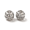 Hollow Brass Micro Pave Clear Cubic Zirconia European Style Beads KK-E068-VB485-2