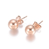 Ion Plating(IP) 304 Stainless Steel Stud Earrings EJEW-L215-57E-RG-1