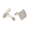 Brass Micro Pave Clear Cubic Zirconia Rhombus Stud Earrings for Women EJEW-G362-09P-2