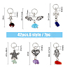 6 Sets 6 Styles Chakra Natural & Synthetic Mixed Stone Chips Alloy Pendants FIND-FH0006-29-2