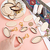 12Pcs 12 Styles Oval Wood Keychain Cabochon Settings KEYC-AB00002-3