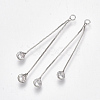 Brass Cubic Zirconia Box Chain Tassel Pendants X-KK-S348-239-1