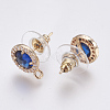 Faceted Glass Stud Earring Findings GLAA-F084-B-3
