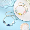 Glazed Porcelain Beads & Natural Cultured Freshwater Pearl Braided Bead Bracelets BJEW-JB14202-02-1
