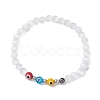 Cat Eye & Handmade Evil Eye Lampwork Round Beaded Stretch Bracelets for Women BJEW-JB12289-03-2