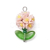 Glass Seed Beaded Flower Pendants PALLOY-MZ00521-01-1