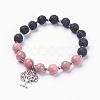 Natural Lava Rock Beads Charm Bracelets BJEW-JB03369-04-1