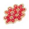 Woven Glass Beaded Connector Charms PALLOY-MZ01201-5