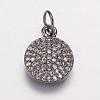 Brass Cubic Zirconia Charms KK-P134-25B-1