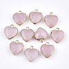 Electroplate Natural Rose Quartz Pendants X-G-T112-03H-1