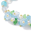 Flower Glass & Acrylic Braided Bead Adjustable Bracelets for Women BJEW-JB10446-01-3