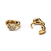 Brass Micro Pave Clear Cubic Zirconia Huggie Hoop Earrings EJEW-H121-14G-3