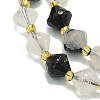 Natural Tourmalinated Quartz Beads Strands G-I376-B27-01-3