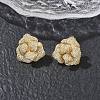 Camellia Flower Brass & Clear Cubic Zirconia Stud Earrings KK-CBA36A2-01G-2