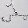 Brass Textured Star Charm Anklets AJEW-B005-04P-3