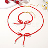 Glass Seed Beaded Bowknot Bracelet & Necklace Set ZN6735-2-3