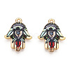 Printed Light Gold Tone Alloy Pendants ENAM-N056-206E-2