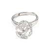 Rhodium Plated 925 Sterling Silver Micro Pave Clear Cubic Zirconia Adjustable Ring Components STER-NH0017-02P-2