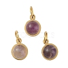 Ion Plating(IP) Natural Amethyst Half Round Charms with Jump Ring STAS-A097-05G-14-1