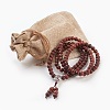 Four Loops Natural Sandalwood Beads Stretch Wrap Bracelets BJEW-JB03812-5