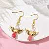 Angel Antique Golden Alloy & Resin Dangle Earrings EJEW-JE05686-05-2
