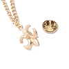 Fleur De Lis Alloy Hanging Chain Brooches JEWB-NH0001-01G-3