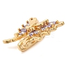 3 Hole Brass Micro Pave Cubic Zirconia Multi-Strand Links KK-G503-36G-02-2
