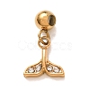 304 Stainless Steel Micro Pave Clear Cubic Zirconia Charms CU-CBAB6EC-10G-01-1
