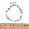 Raw Rough Natural Aquamarine Chip & Cultured Freshwater Pearl Beaded Bracelets for Women BJEW-JB13971-4