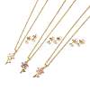 Cubic Zirconia Flower of Life Pendant Necklace & Diamond Stud Earrings SJEW-M099-01G-1