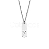 304 Stainless Steel Rectangle with Laser Cut Initial Pendant Necklaces FS-WG71FEF-25-1