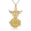 Golden Tone Brass Hollow Round Cage Pendants KK-J238-02G-1